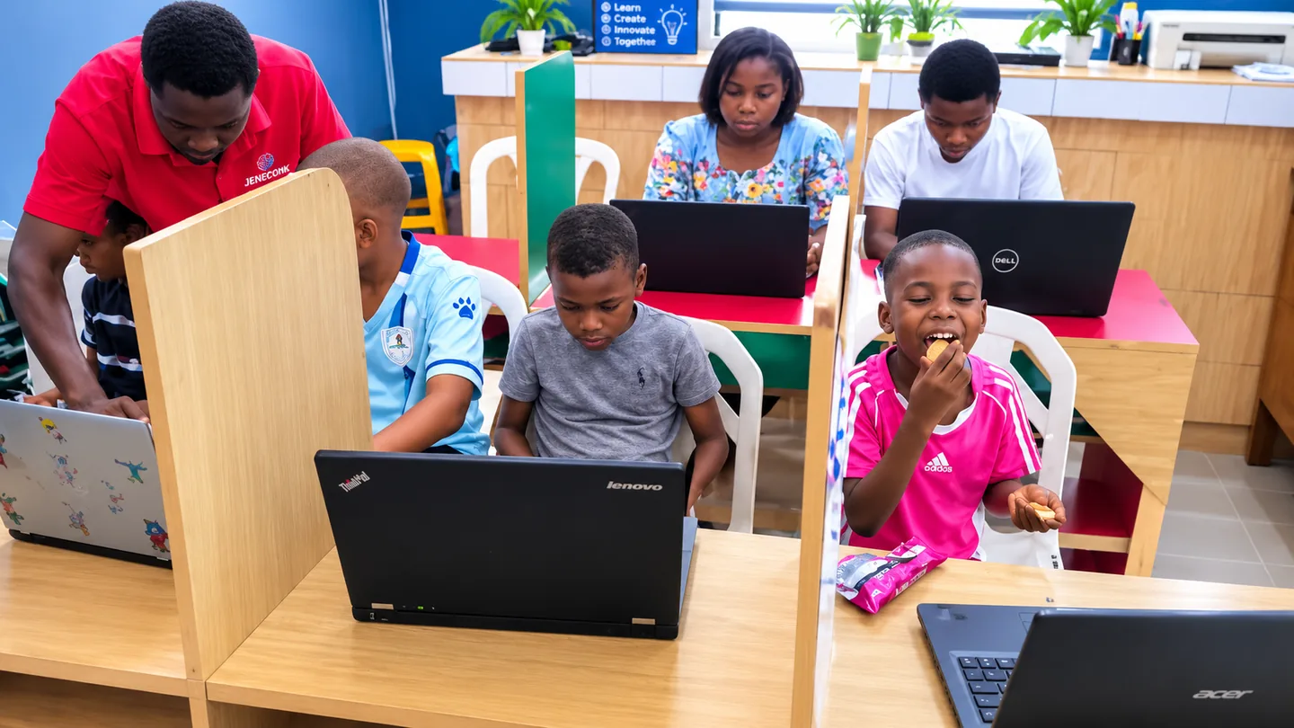 Learners taking part in a practical JENECONK AI Academy session