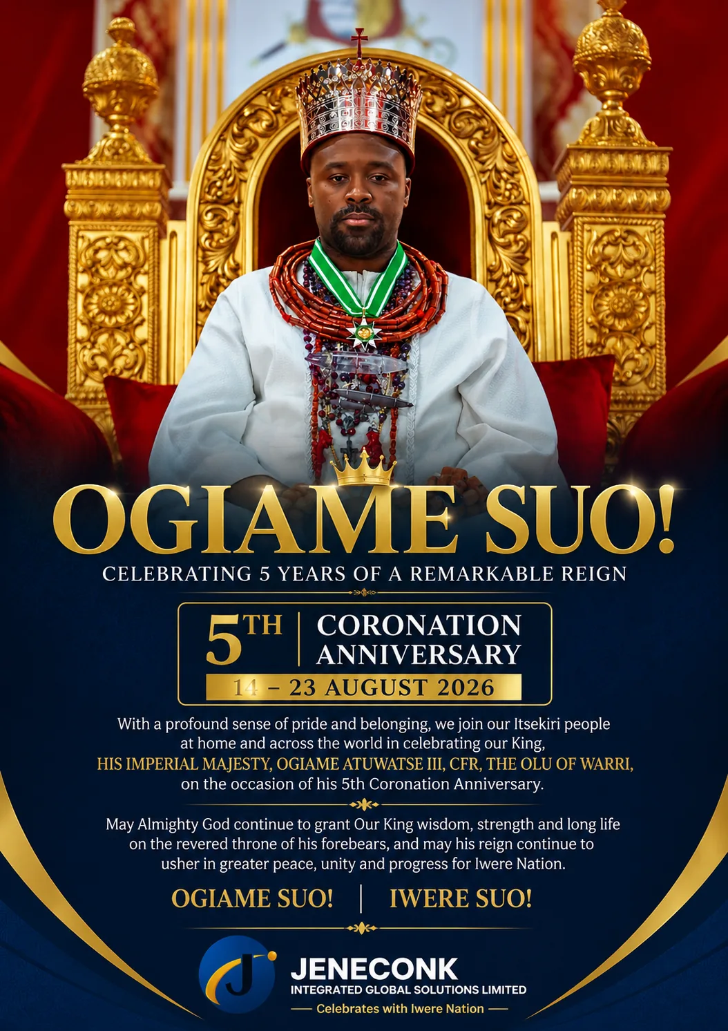JENECONK tribute celebrating the 5th Coronation Anniversary of Ogiame Atuwatse III